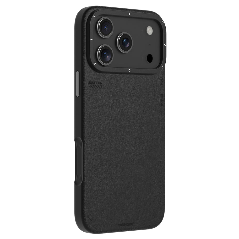 Youngkit Tech Fashion Serisi iPhone 17 Pro M-safe Şarj Özellikli Basit Mat Deri Desenli Kılıf