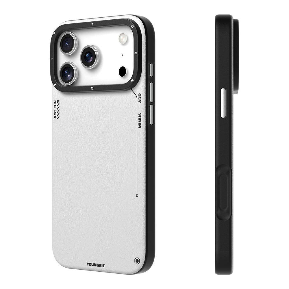 Youngkit Tech Fashion Serisi iPhone 17 Pro M-safe Şarj Özellikli Basit Mat Deri Desenli Kılıf