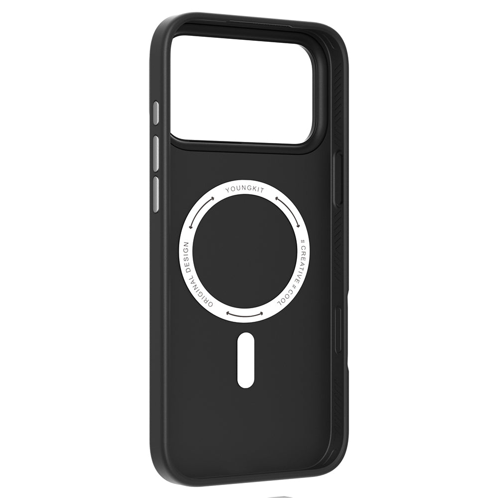 Youngkit Tech Fashion Serisi iPhone 17 Pro M-safe Şarj Özellikli Basit Mat Deri Desenli Kılıf