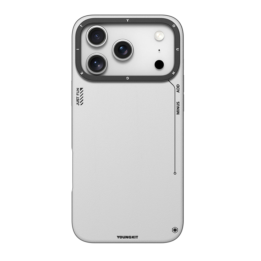 Youngkit Tech Fashion Serisi iPhone 17 Pro M-safe Şarj Özellikli Basit Mat Deri Desenli Kılıf