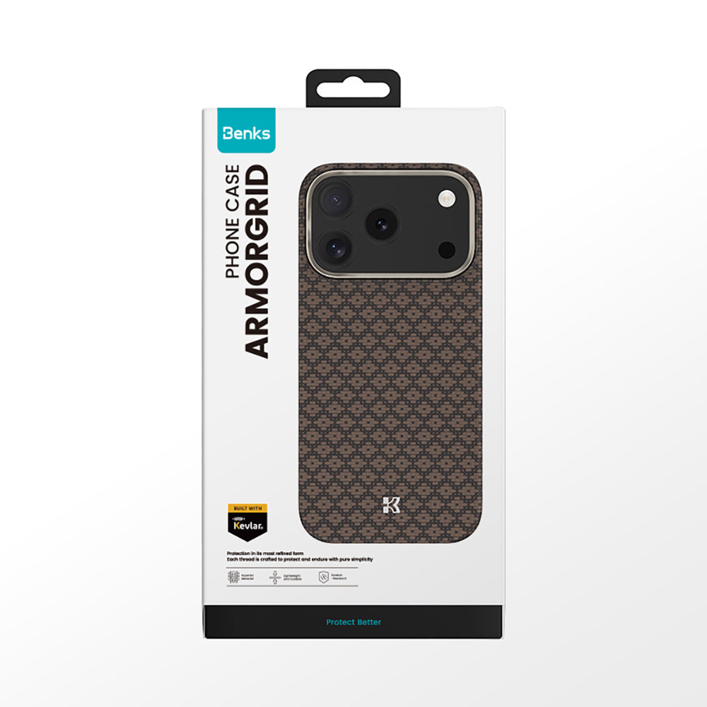 Benks ArmorAir ArmorGrid Serisi iPhone 17 Pro M-Safe Şarj Özellikli Kevlar Kılıf