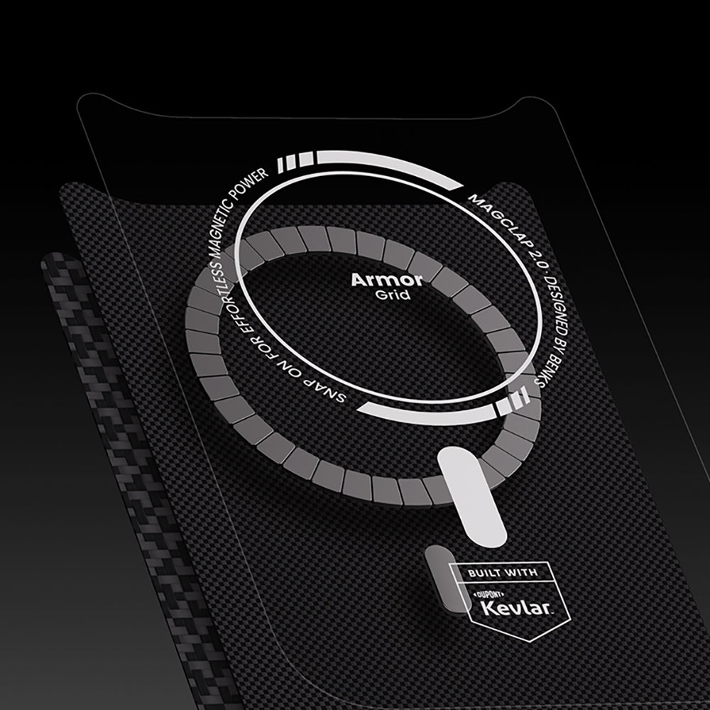 Benks ArmorPro ArmorGrid Serisi Kevlar iPhone 17 Pro M-Safe Şarj Özellikli Telefon Kılıfı