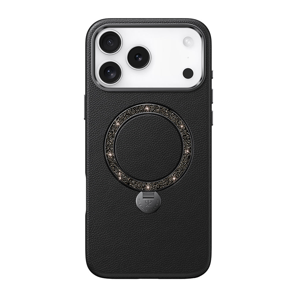 Pynana Dancing Circle Luxury Serisi iPhone 17 Pro Kılıf M-safe Şarj Özellikli Deri Tasarımlı Standlı Kılıf