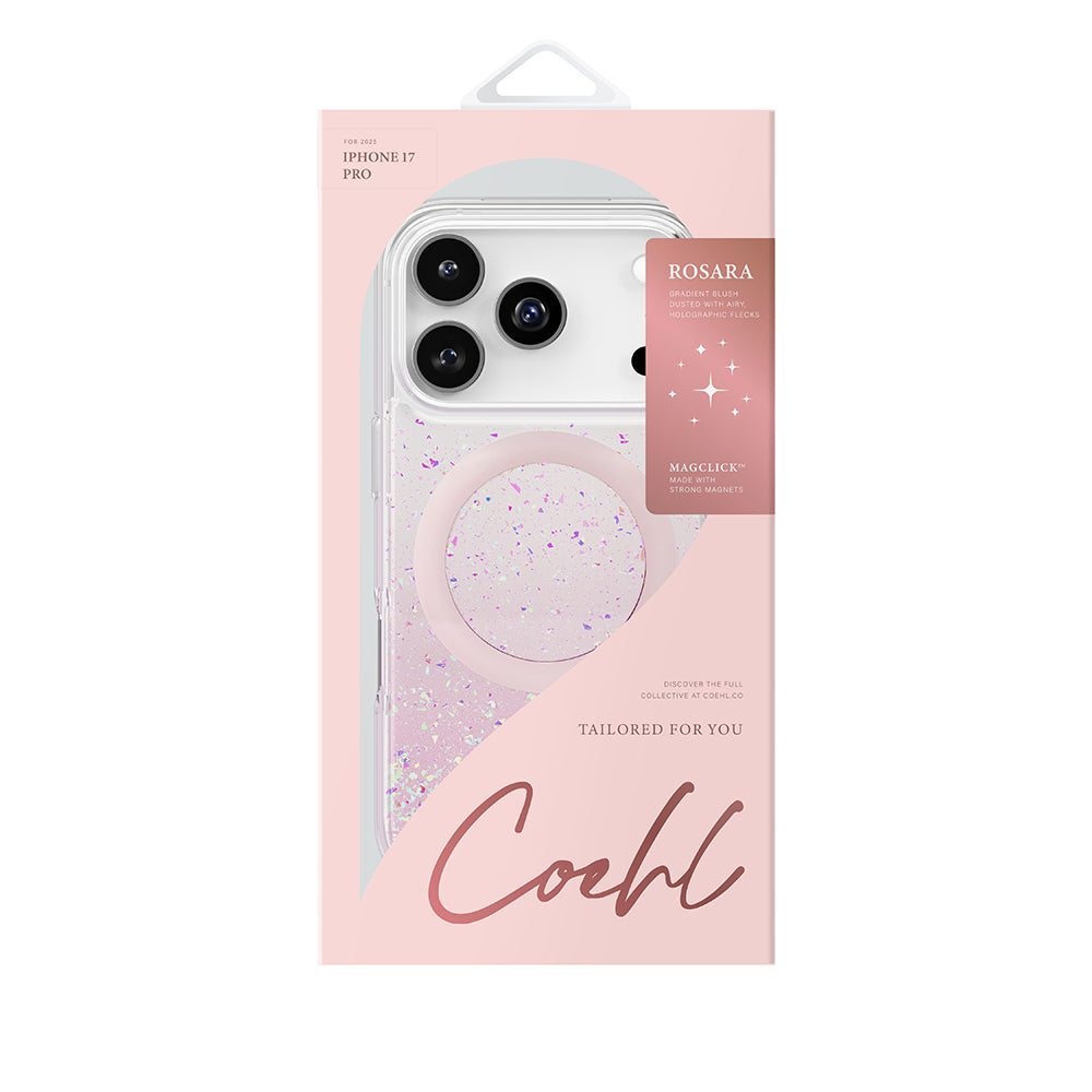 Coehl Rosara iPhone 17 Pro M-safe Şarj Özellikli Hologram Parçalı Telefon Kılıfı