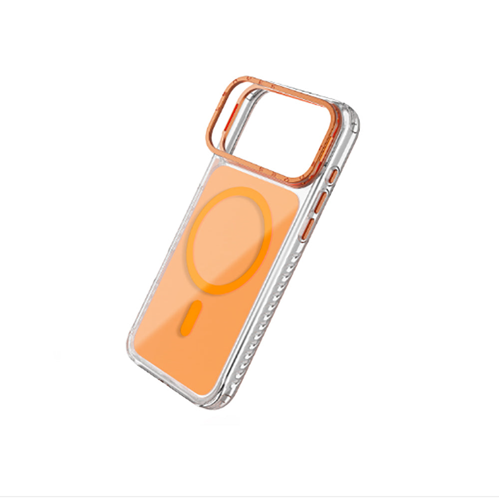 Lenyes CK221 iPhone 17 Pro M-safe Şarj Özellikli Metal Kamera Çerçeveli Airbag Tasarımlı Sert PC Kılıf