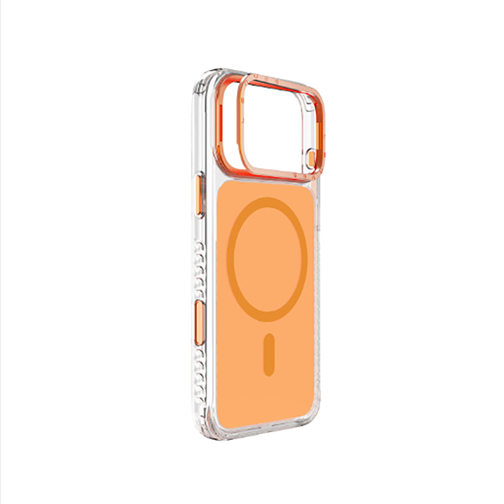 Lenyes CK221 iPhone 17 Pro M-safe Şarj Özellikli Metal Kamera Çerçeveli Airbag Tasarımlı Sert PC Kılıf