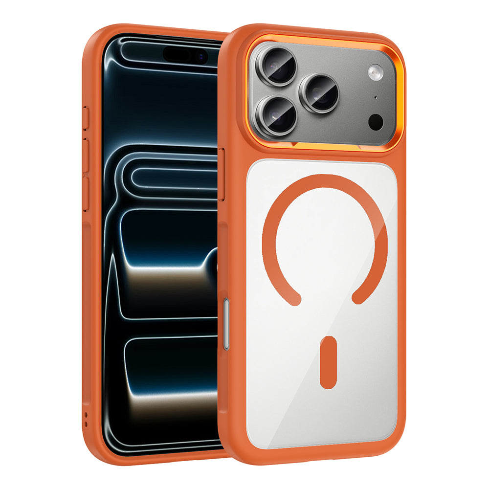 Cepax iPhone 17 Pro M-Safe Şarj Özellikli Metal Kamera Çerçeveli Tiko Kılıf