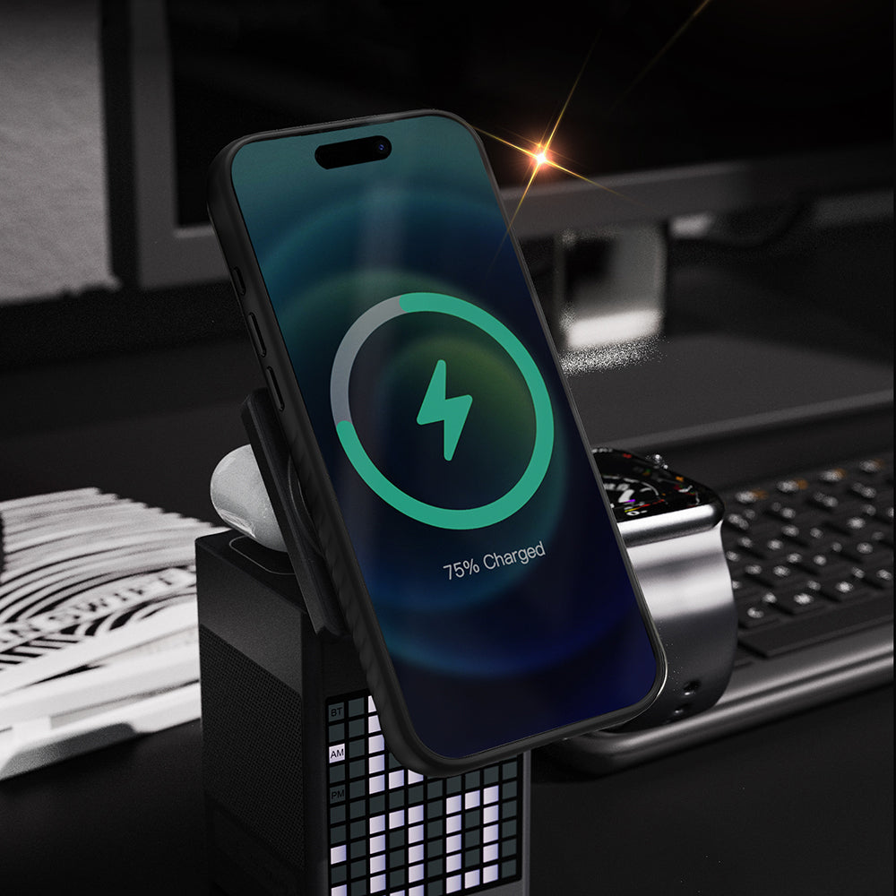 Lenyes CK225 Kevlar iPhone 17 Pro M-safe Şarj Özellikli Metal Standlı Telefon Kılıfı