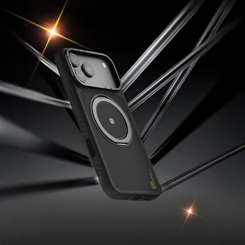 Lenyes CK225 Kevlar iPhone 17 Pro M-safe Şarj Özellikli Metal Standlı Telefon Kılıfı