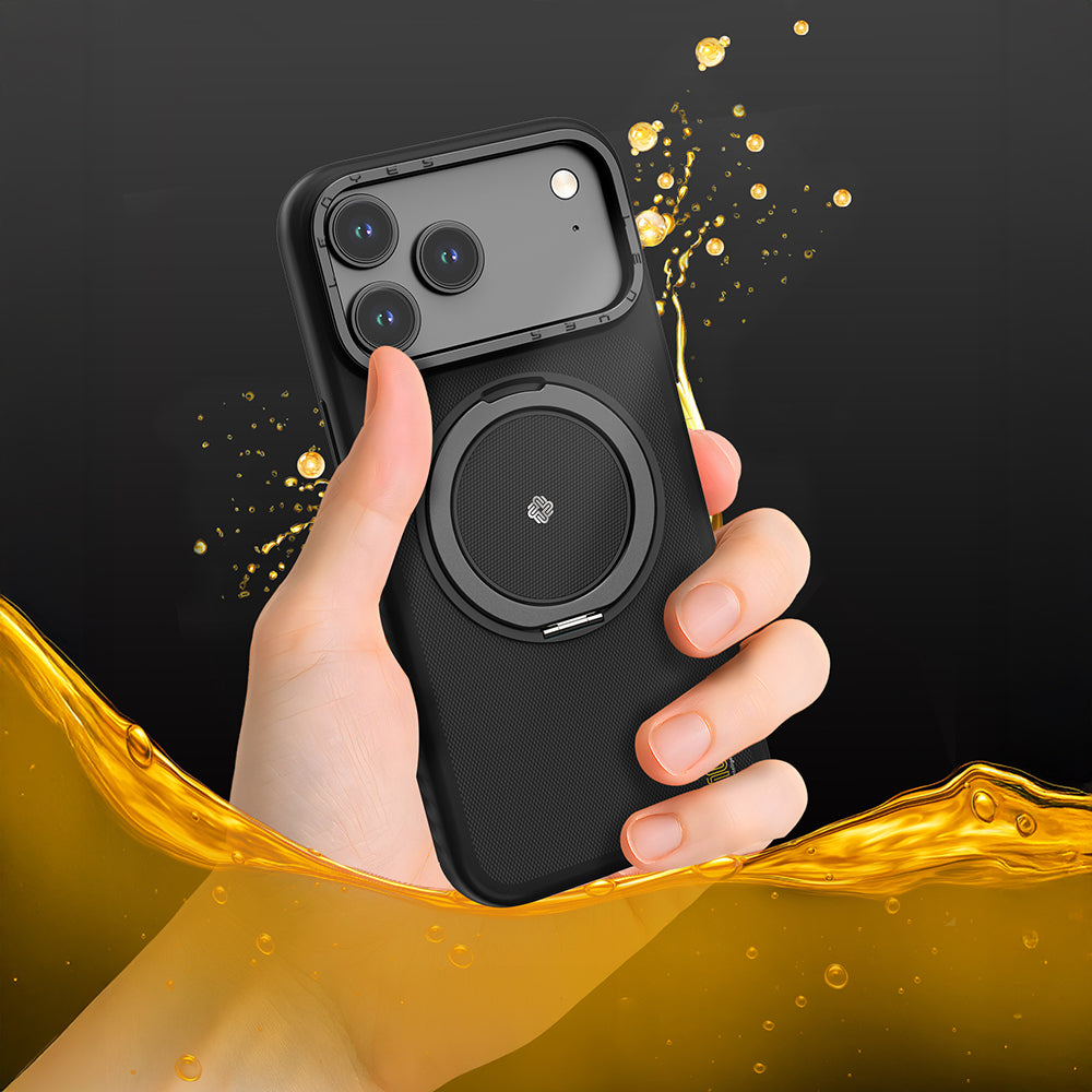 Lenyes CK225 Kevlar iPhone 17 Pro M-safe Şarj Özellikli Metal Standlı Telefon Kılıfı