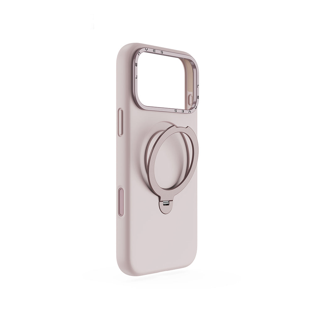 Lenyes CK223 iPhone 17 Pro M-safe Şarj Özellikli Metal Standlı Sıvı Silikon Telefon Kılıfı