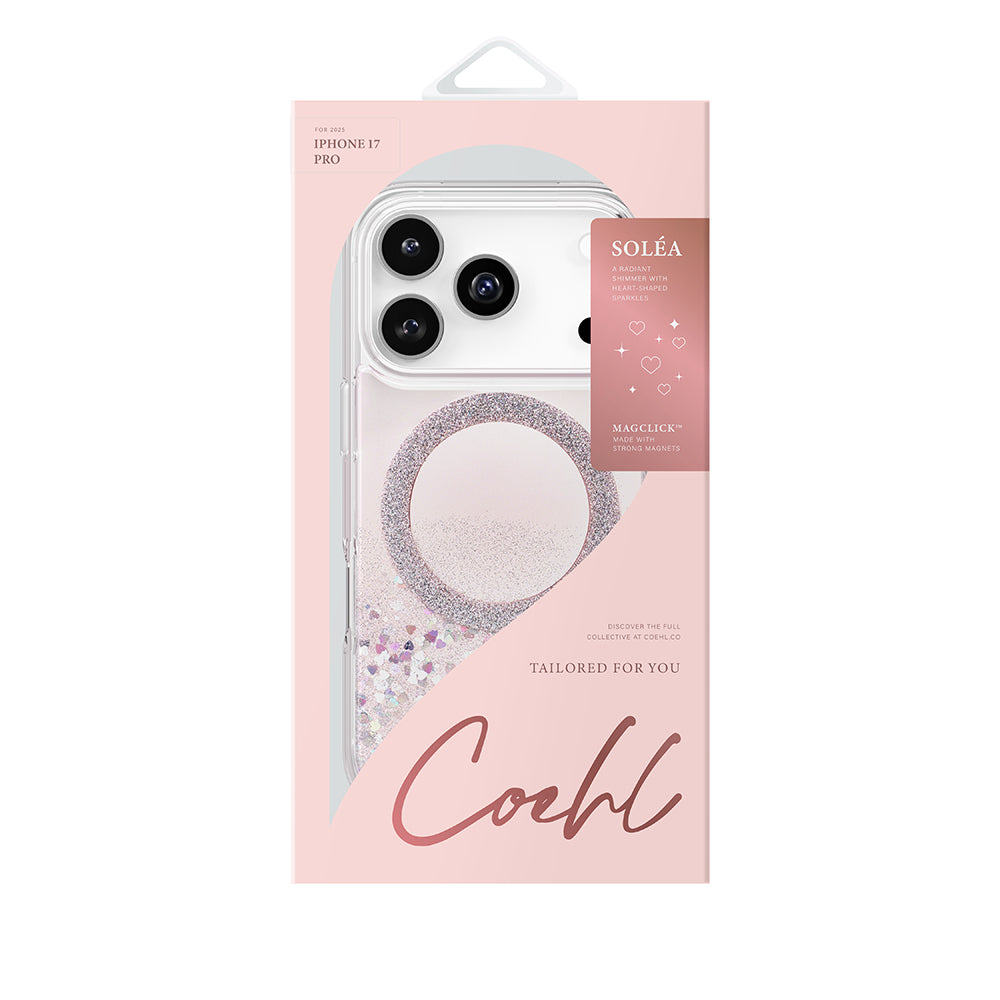 Coehl Solea iPhone 17 Pro M-safe Şarj Özellikli Parlak Halkalı Telefon Kılıfı