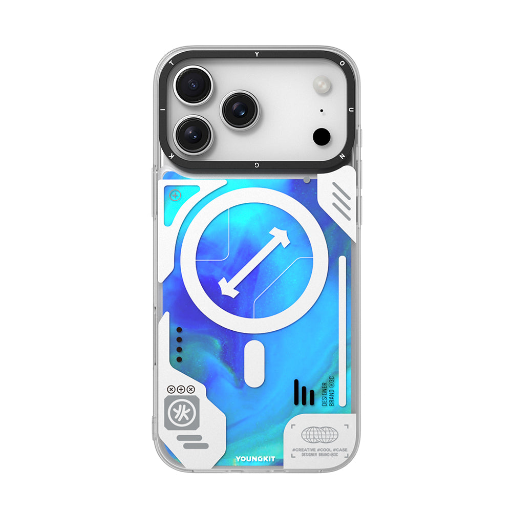 Youngkit Galaxy Fantasy Serisi iPhone 17 Pro M-safe Şarj Özellikli Parlak Kumlu Sıvılı Tasarımlı Kılıf