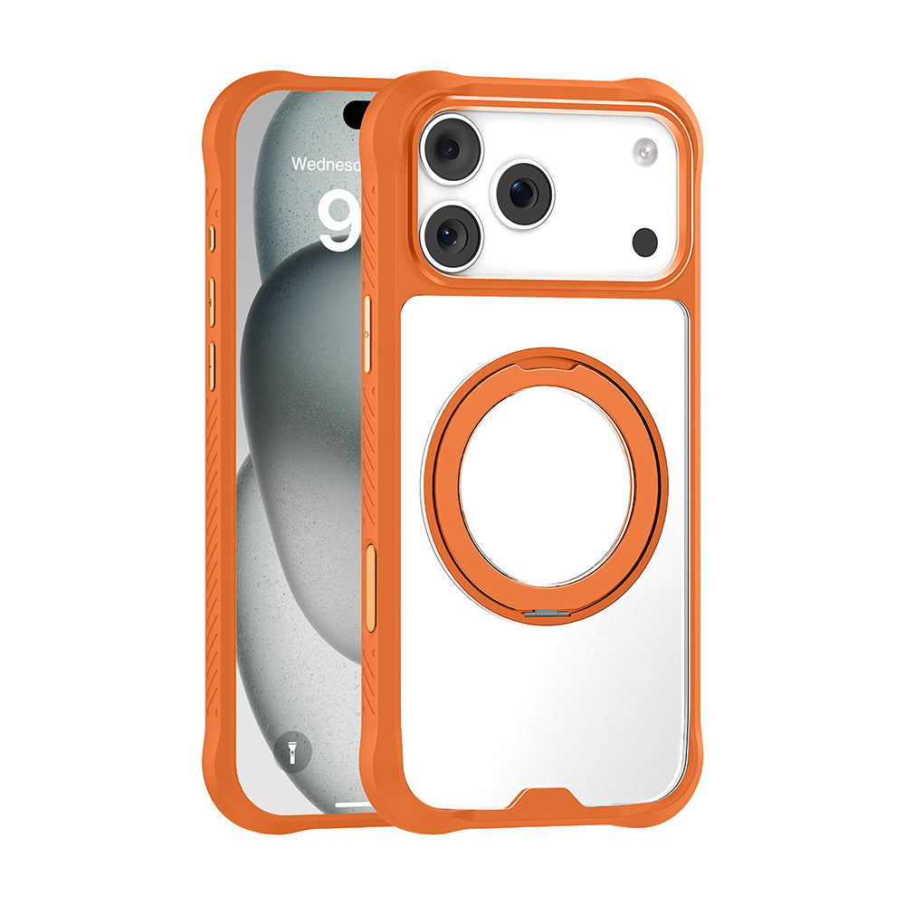 Mutural Obsidian Serisi iPhone 17 Pro M-safe Şarj Özellikli Parmak Ring Standlı Airbag Tasarımlı Kılıf
