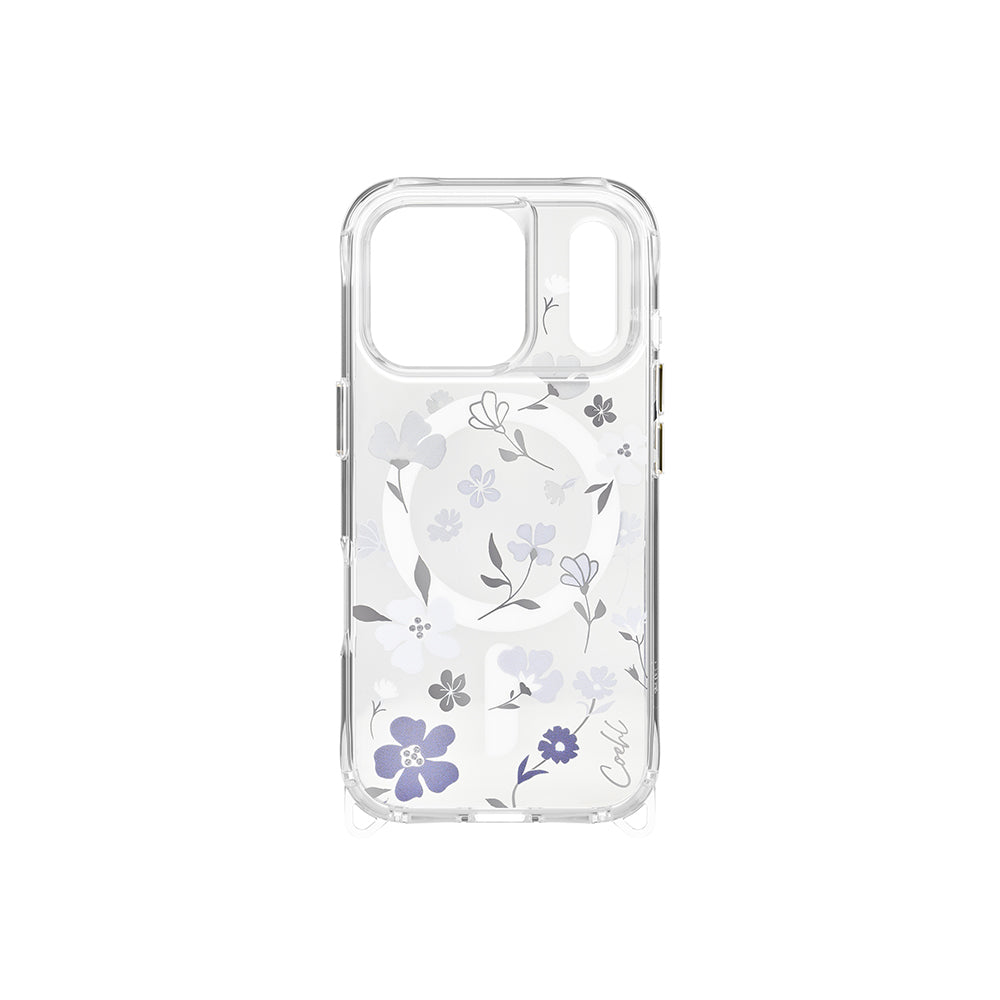 Coehl Amara iPhone 17 Pro M-safe Şarj Özellikli Şeffaf Arka Yüzey Çiçekli Kılıf