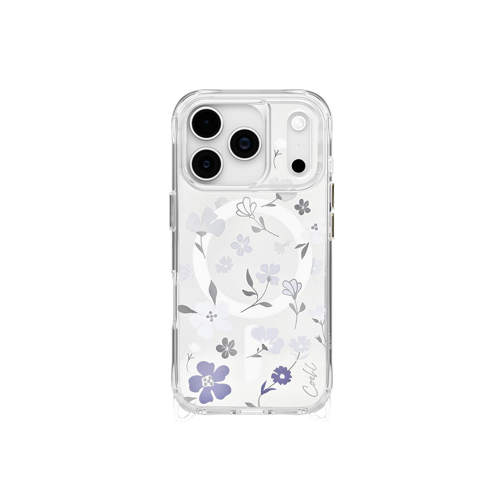Coehl Amara iPhone 17 Pro M-safe Şarj Özellikli Şeffaf Arka Yüzey Çiçekli Kılıf