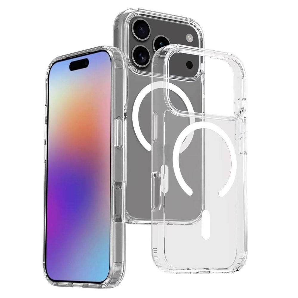Cepax iPhone 17 Pro M-safe Şarj Özellikli Şeffaf Sert PC Embos Kılıf