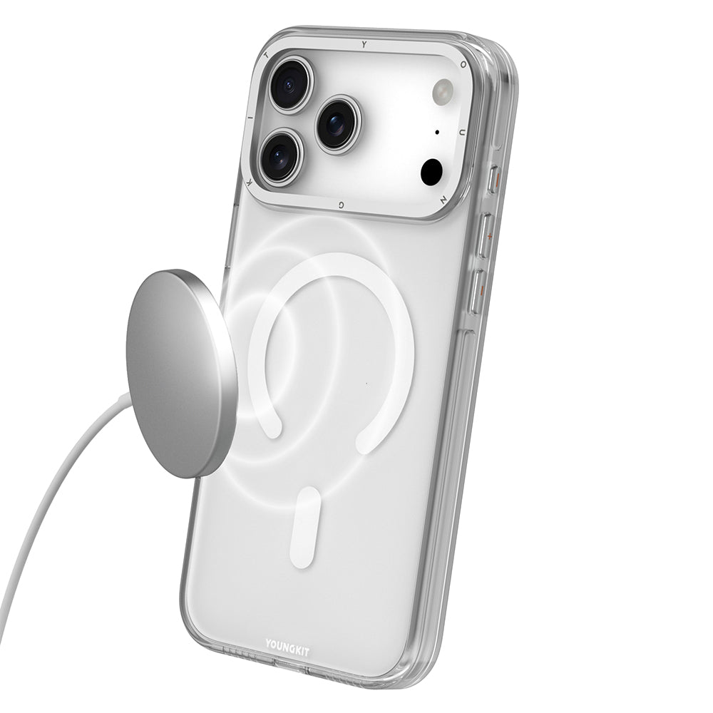 Youngkit Crystal Shield Serisi iPhone 17 Pro Kılıf M-safe Şarj Özellikli Şeffaf Kılıf