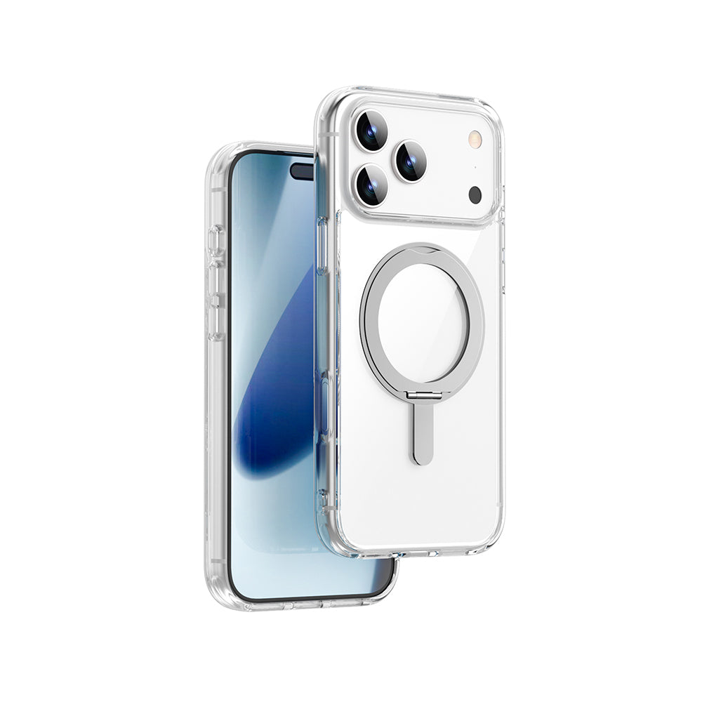 Wiwu MCC-201 iPhone 17 Pro M-safe Şarj Özellikli iShield Ultra Serisi Standlı Crystal Sert PC Kılıf