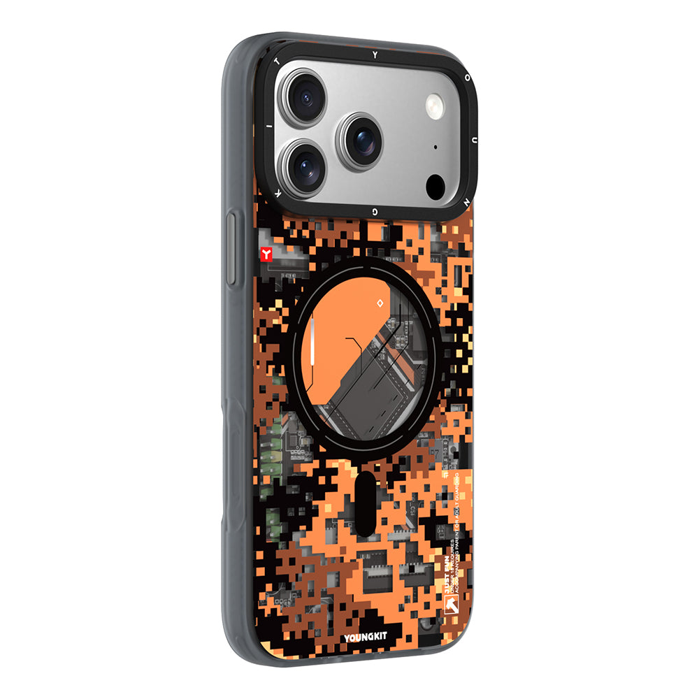 Youngkit Camouflage Sykell Serisi iPhone 17 Pro Kılıf M-Safe Şarj Özellikli Telefon Kılıfı