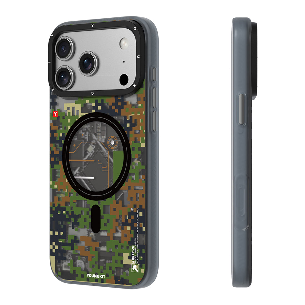 Youngkit Camouflage Sykell Serisi iPhone 17 Pro Kılıf M-Safe Şarj Özellikli Telefon Kılıfı