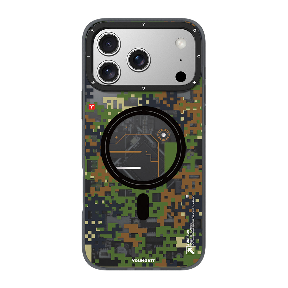 Youngkit Camouflage Sykell Serisi iPhone 17 Pro Kılıf M-Safe Şarj Özellikli Telefon Kılıfı