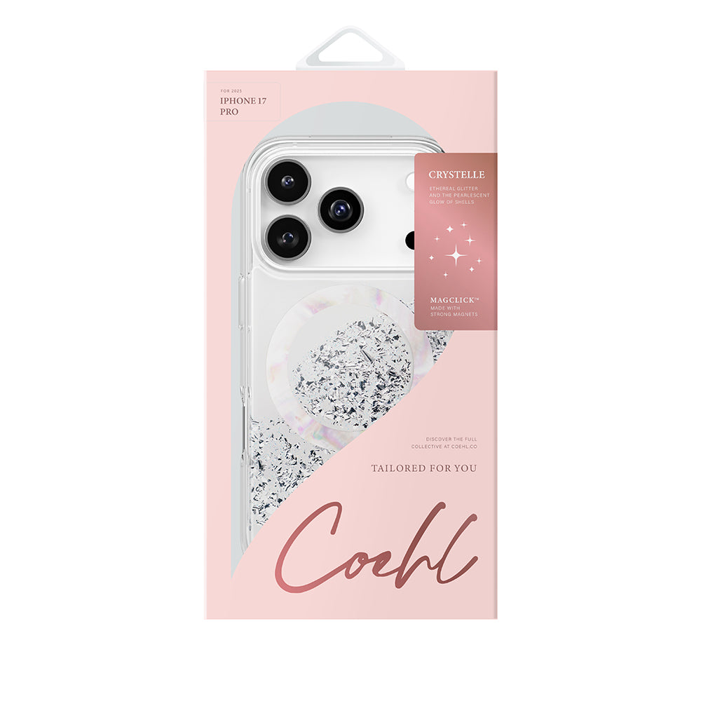Coehl Crystelle iPhone 17 Pro M-safe Şarj Parlak Kristal Desenli Telefon Kılıfı