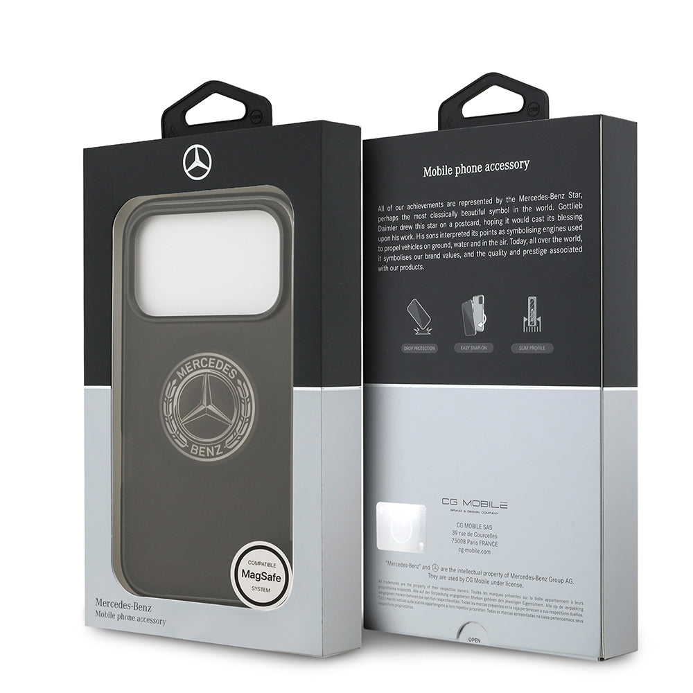 Mercedes Benz iPhone 17 Pro Orjinal Lisanslı M-safe Şarj Özellikli Buzlu PC Nostaljik Yıldız Dizayn Kılıf