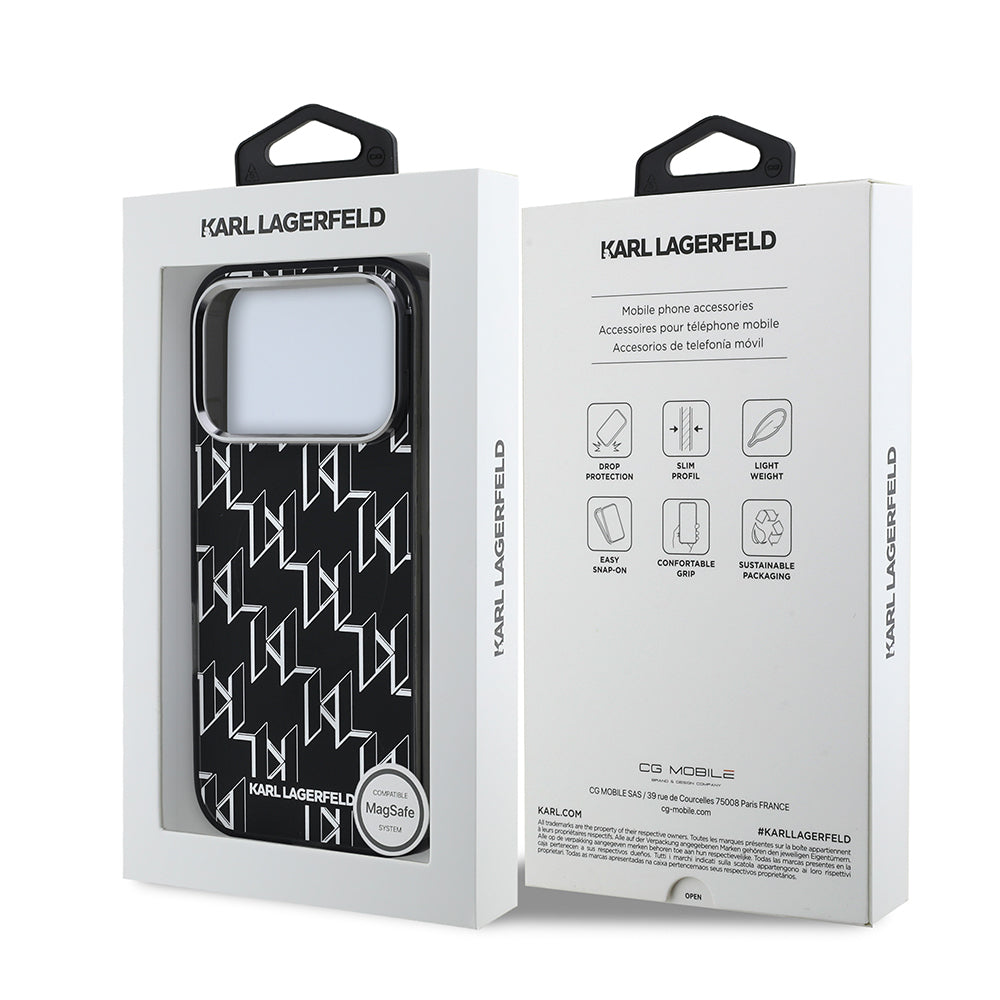 Karl Lagerfeld iPhone 17 Pro Orjinal Lisanslı M-safe Şarj Özellikli IML Baskılı Monogram Dizayn Kılıf