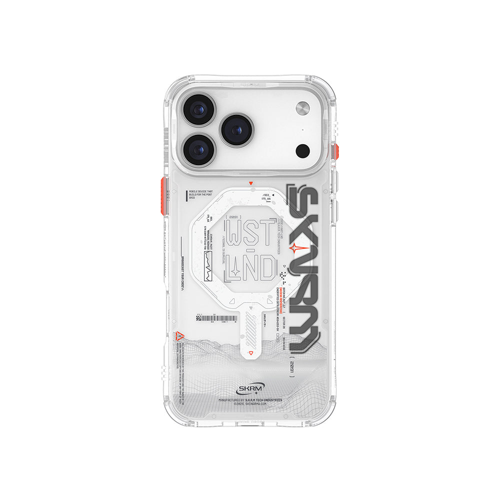 Skinarma iPhone 17 Pro M-safe Şarj Özellikli Yazı Desenli Airbag Tasarımlı Sonix Telefon Kılıfı