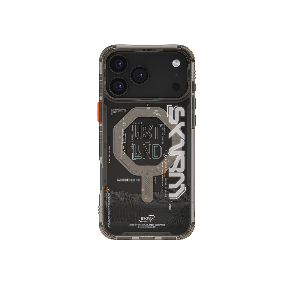 Skinarma iPhone 17 Pro M-safe Şarj Özellikli Yazı Desenli Airbag Tasarımlı Sonix Telefon Kılıfı