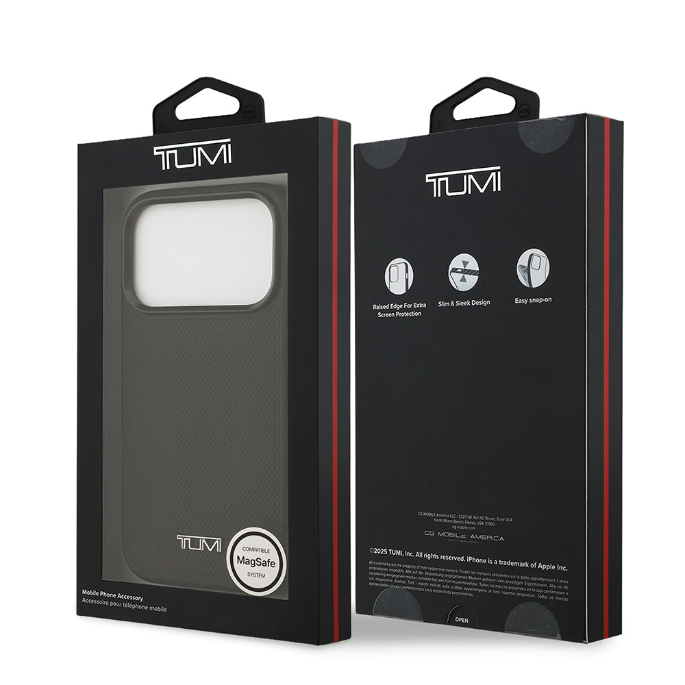 TUMI iPhone 17 Pro M-safe Şarj Özellikli Deri Noktalı Dizayn Telefon Kılıfı