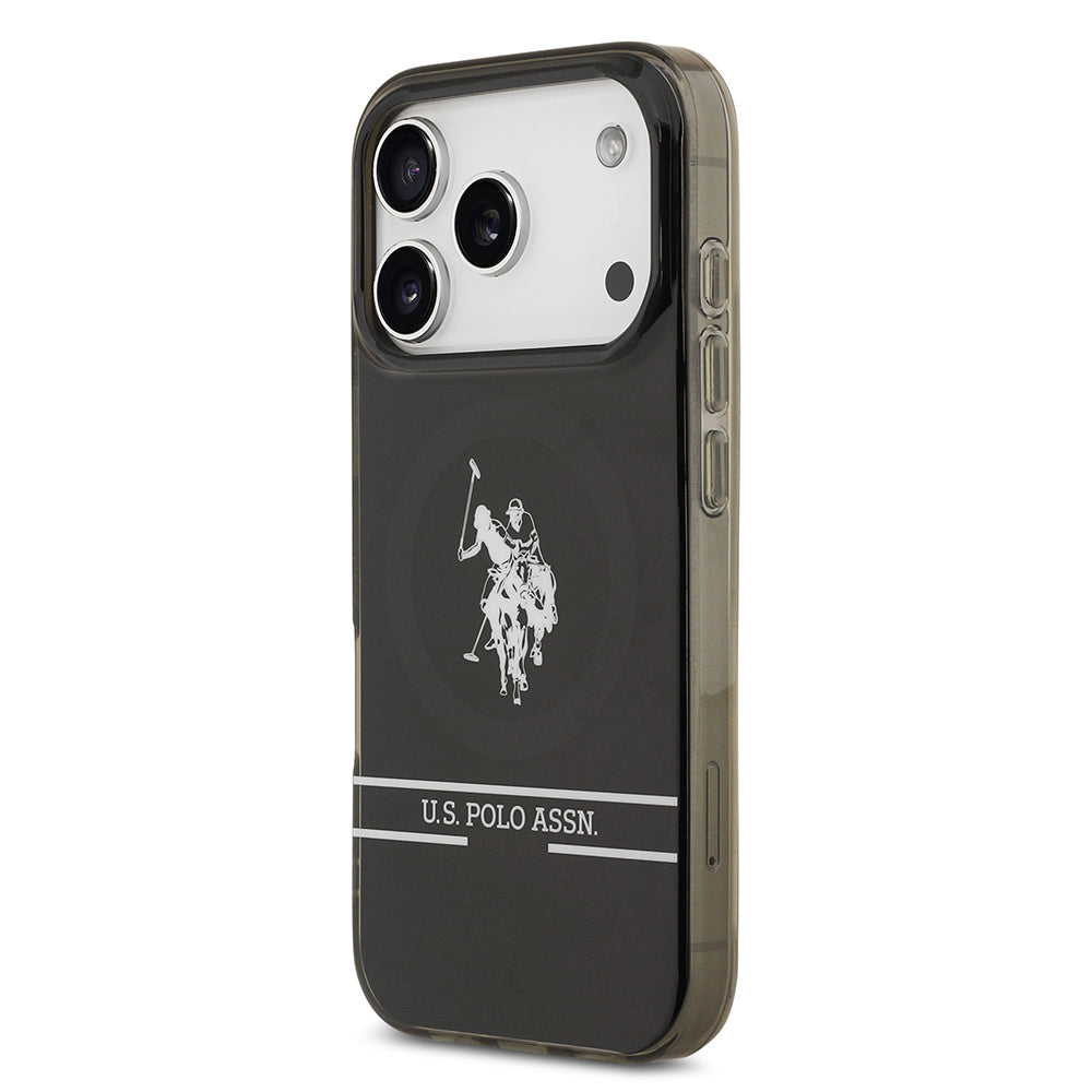 U.S. Polo Assn. iPhone 17 Pro Orjinal Lisanslı M-safe Şarj Özellikli IML Double Horse Stripe Logolu Kılıf