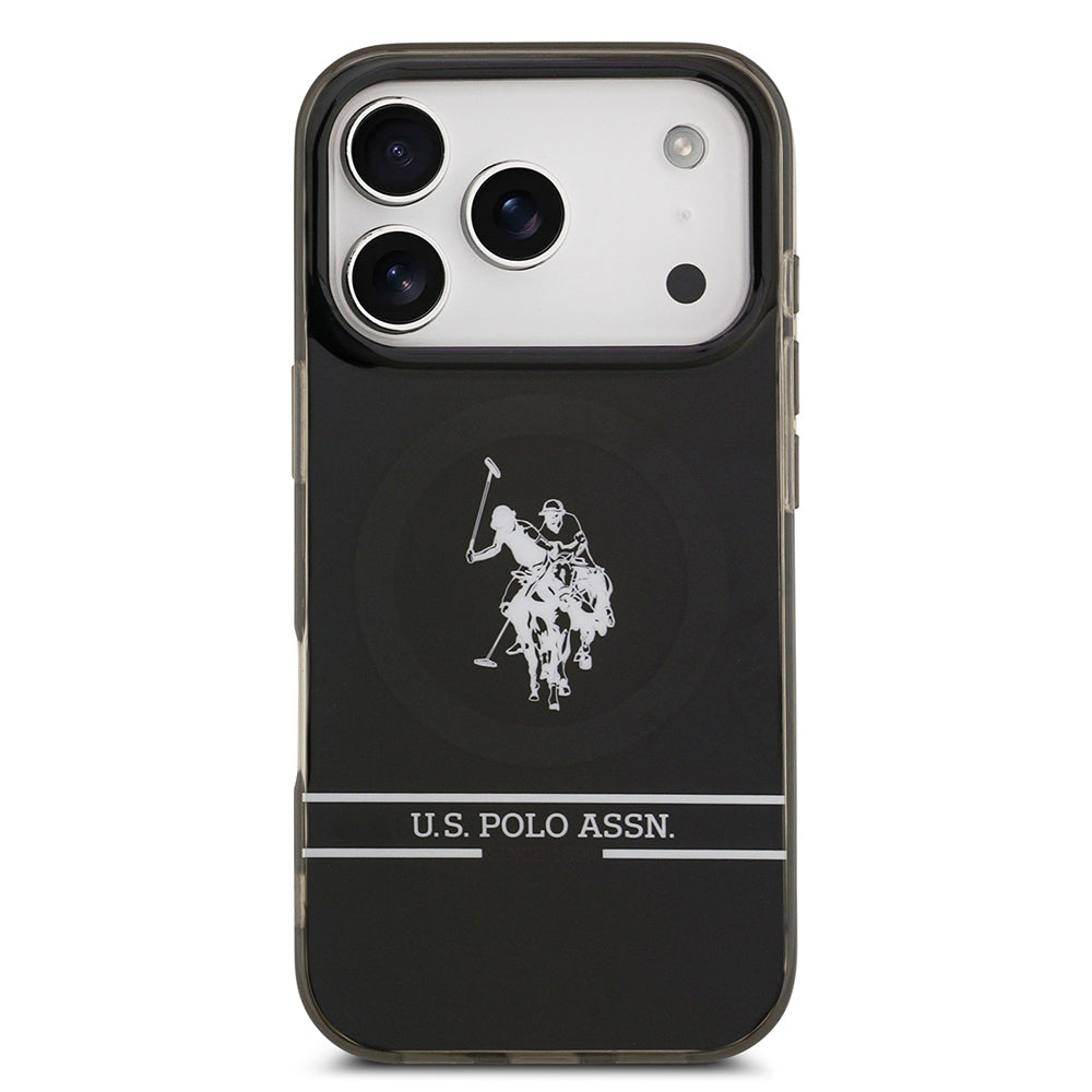 U.S. Polo Assn. iPhone 17 Pro Orjinal Lisanslı M-safe Şarj Özellikli IML Double Horse Stripe Logolu Kılıf
