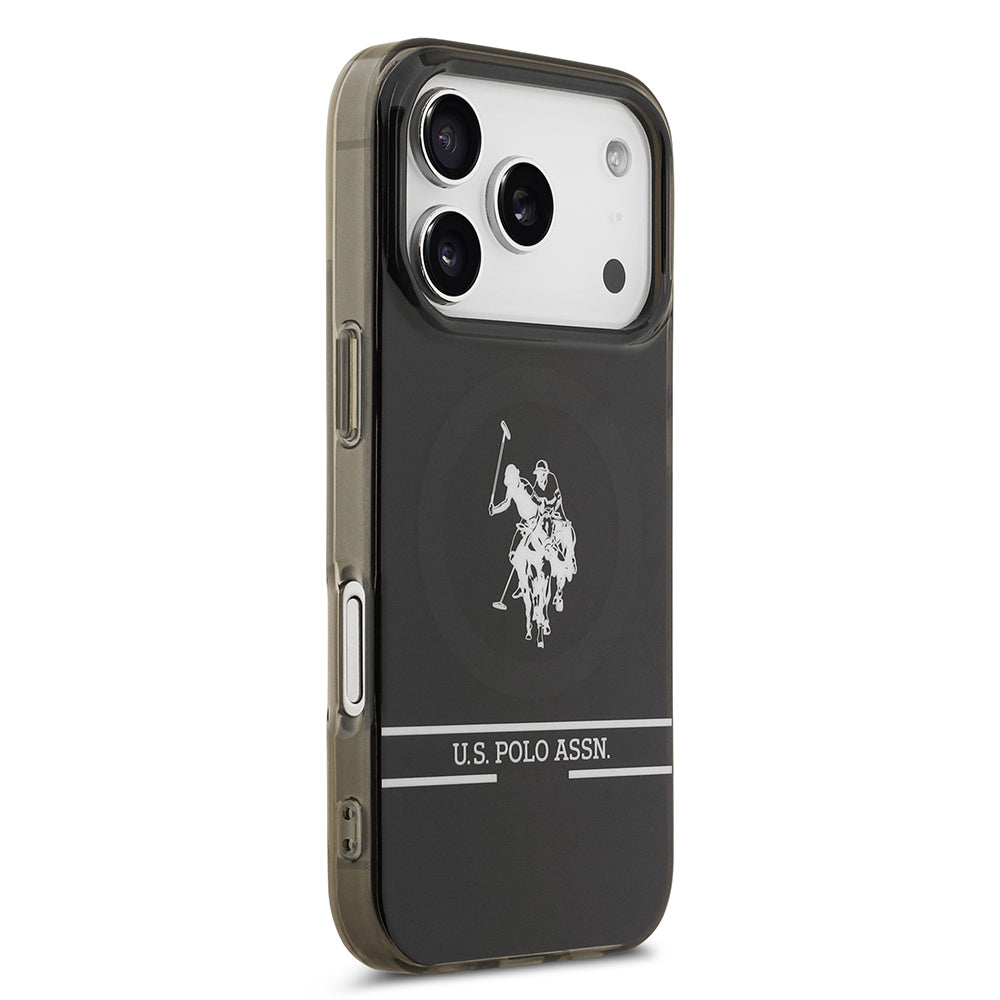 U.S. Polo Assn. iPhone 17 Pro Orjinal Lisanslı M-safe Şarj Özellikli IML Double Horse Stripe Logolu Kılıf