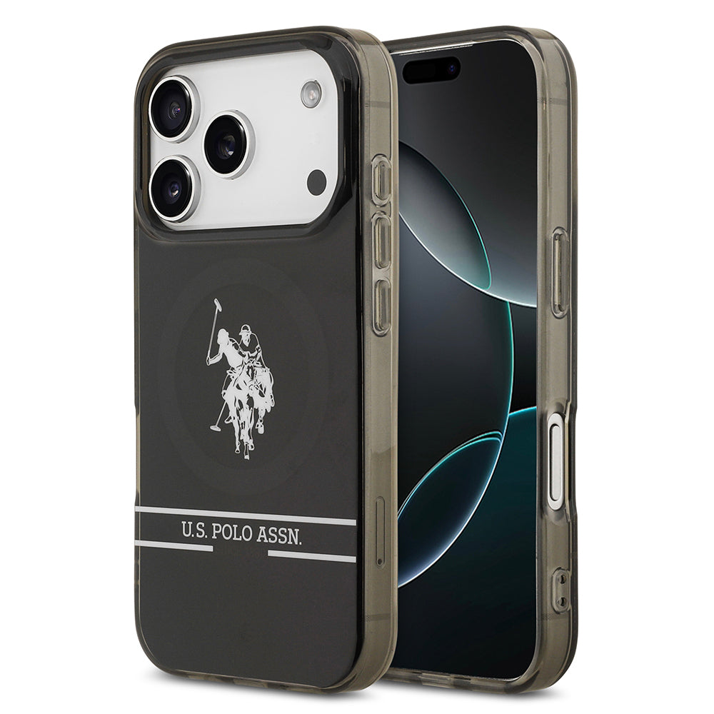 U.S. Polo Assn. iPhone 17 Pro Orjinal Lisanslı M-safe Şarj Özellikli IML Double Horse Stripe Logolu Kılıf