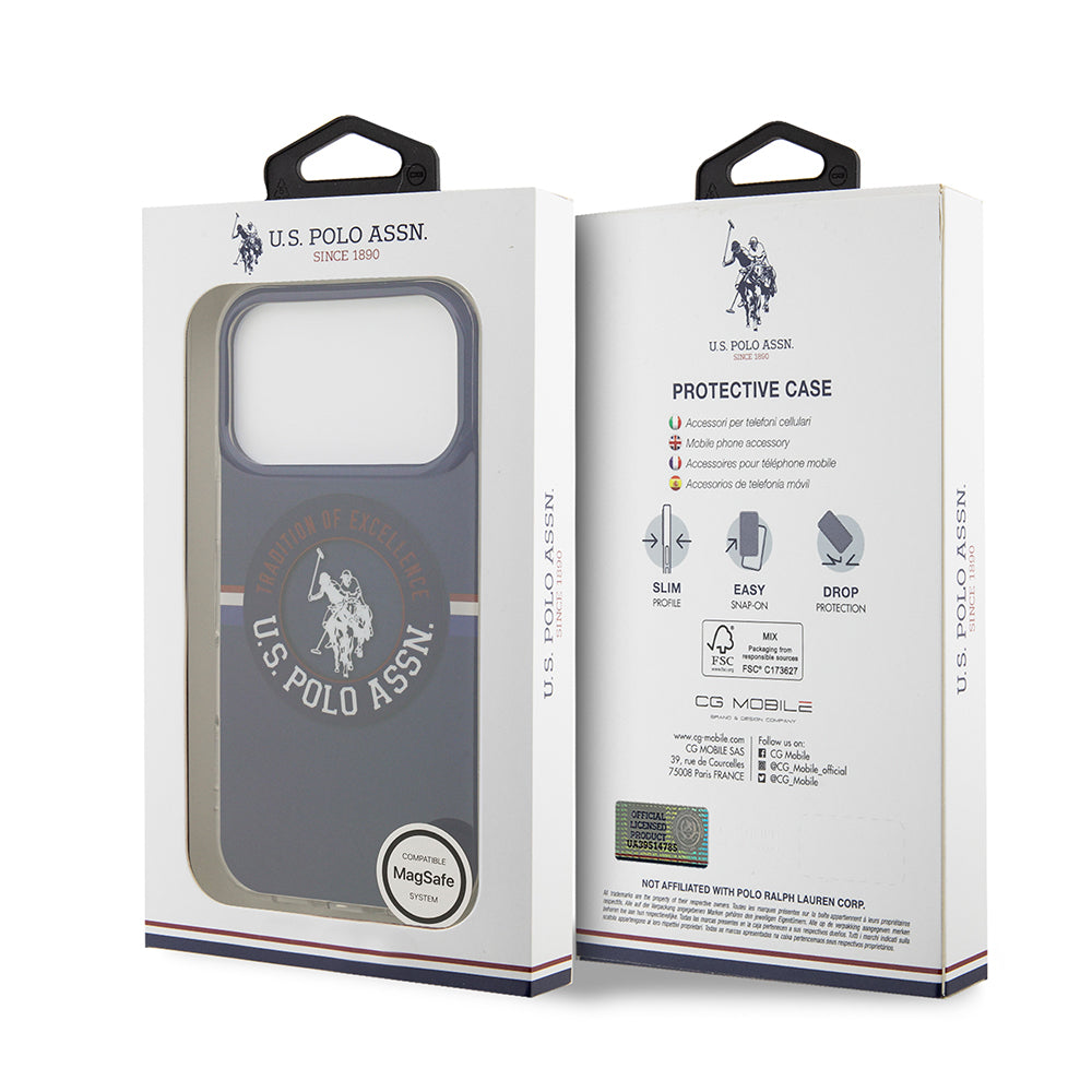 U.S. Polo Assn. iPhone 17 Pro Orjinal Lisanslı M-safe Şarj Özellikli IML Stripe Logolu Kılıf