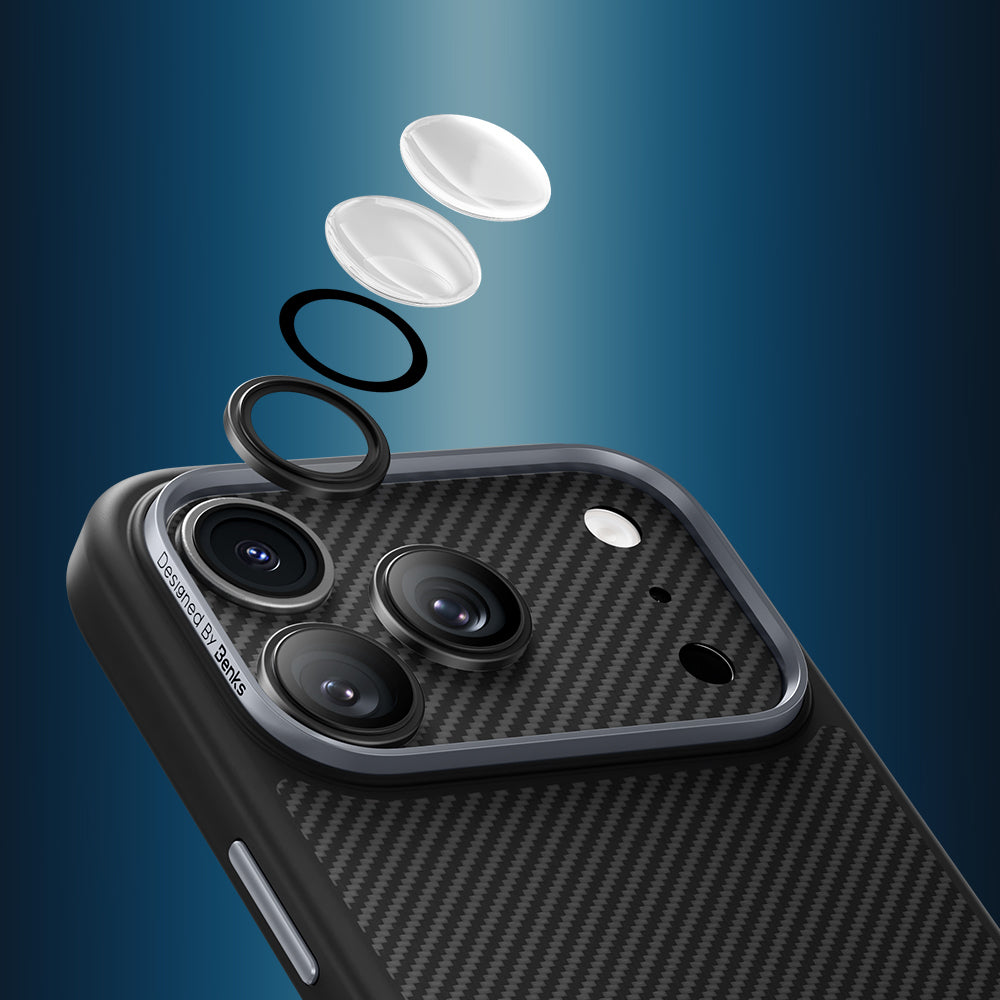 Benks ArmorWarrior Serisi iPhone 17 Pro Max 600D Kevlar Kamera Lens Koruyucu