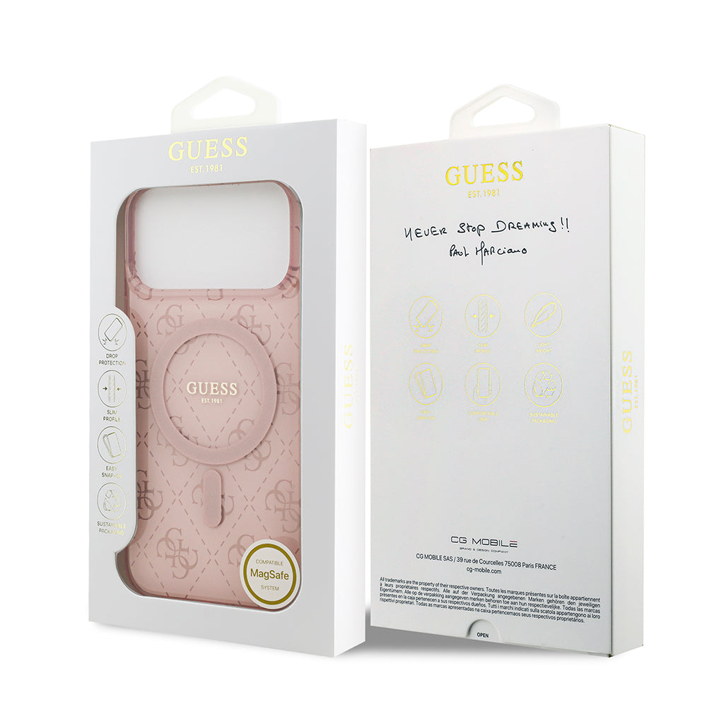 Guess iPhone 17 Pro Max Orjinal Lisanslı M-safe Şarj Özellikli IML Baskılı Klasik Logolu 4G Desenli Kılıf