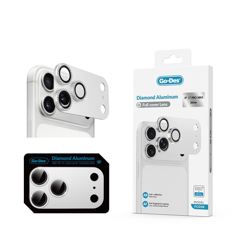 Go Des FC006 Diamond Titanyum Serisi iPhone 17 Pro Max Anti Reflective Kamera Lens Koruyucu