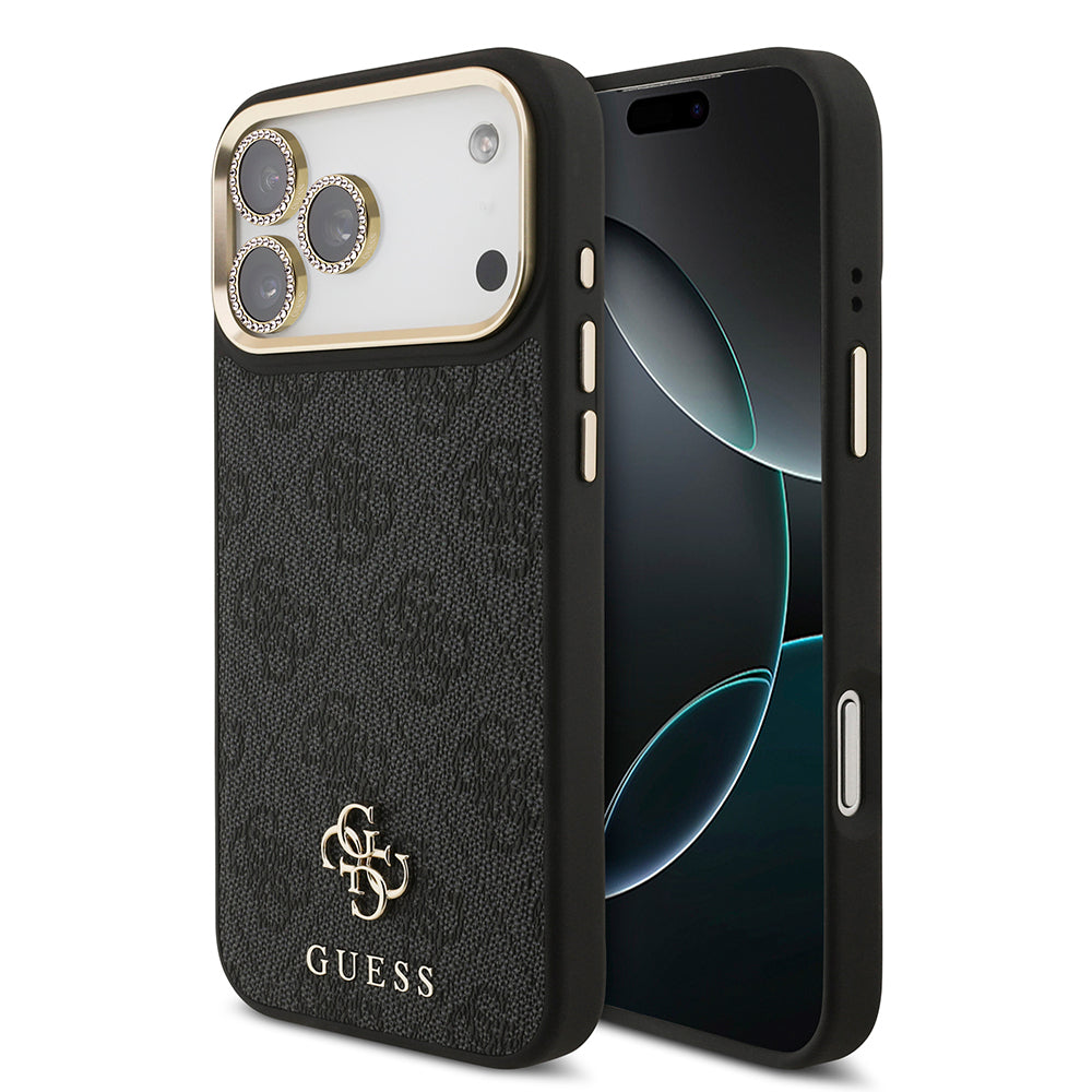 Guess iPhone 17 Pro Max Orjinal Lisanslı 4G ve Yazı Logolu Kılıf + Ekran Koruyucu + Lens Koruyucu 3in1 Aksesuar Seti