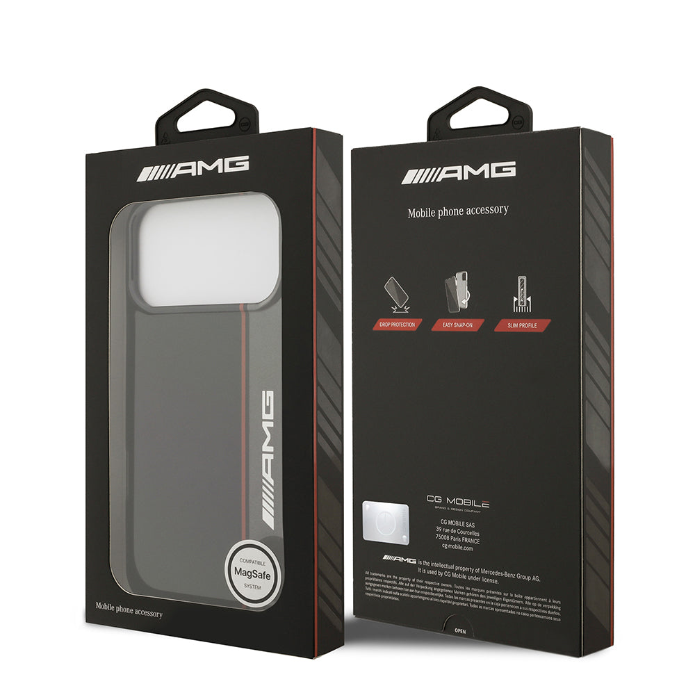 AMG iPhone 17 Pro Max Orjinal Lisanslı M-safe Şarj Özellikli IML Baskı Logolu Çift Katmanlı Bow Lines Kılıf