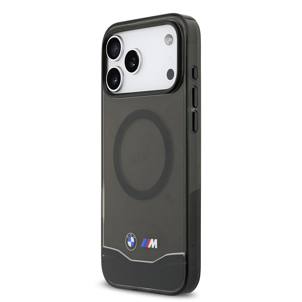 BMW iPhone 17 Pro Max Orjinal Lisanslı M-safe Şarj Özellikli Metal Buton Tasarımlı Tranparan M Dizayn Kılıf