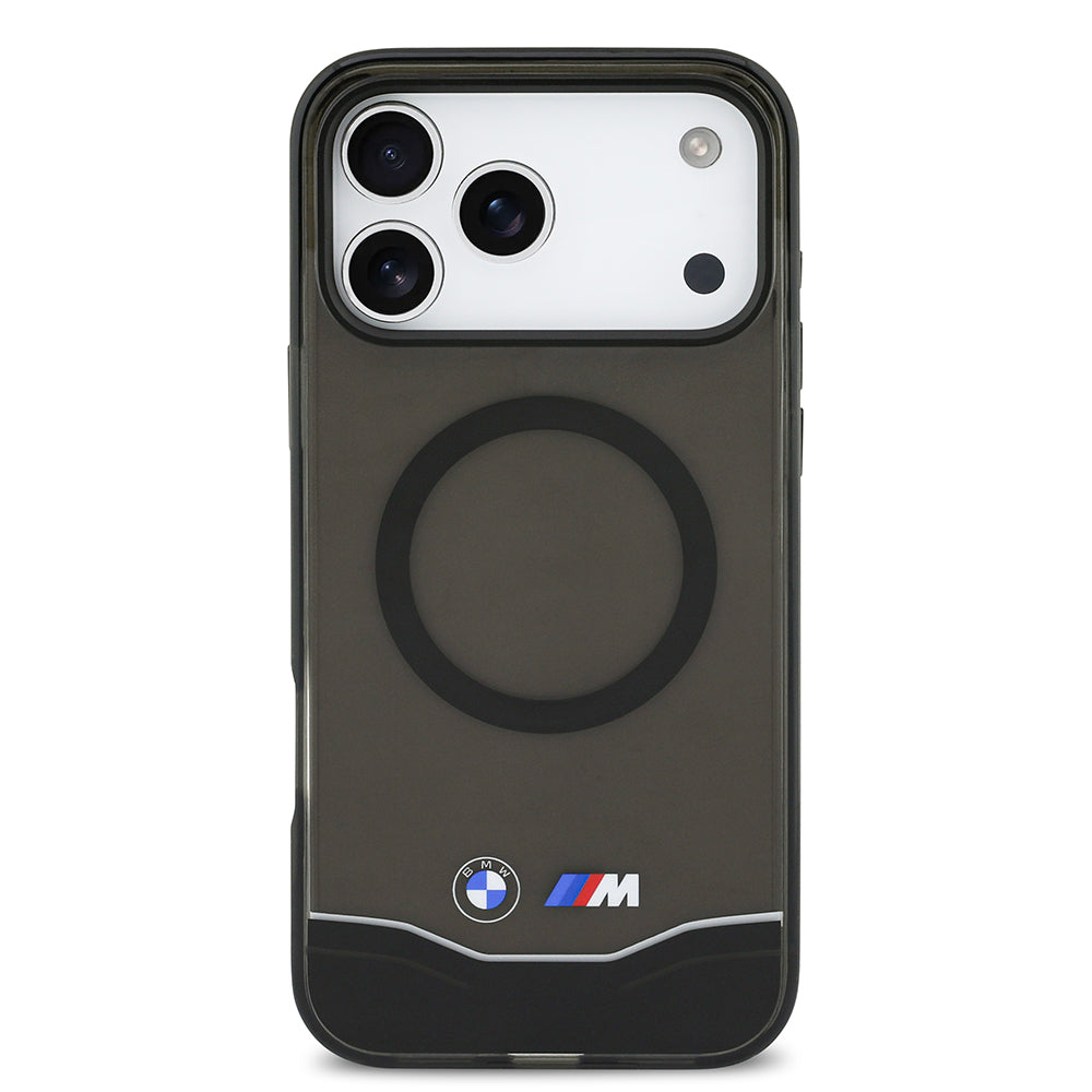 BMW iPhone 17 Pro Max Orjinal Lisanslı M-safe Şarj Özellikli Metal Buton Tasarımlı Tranparan M Dizayn Kılıf