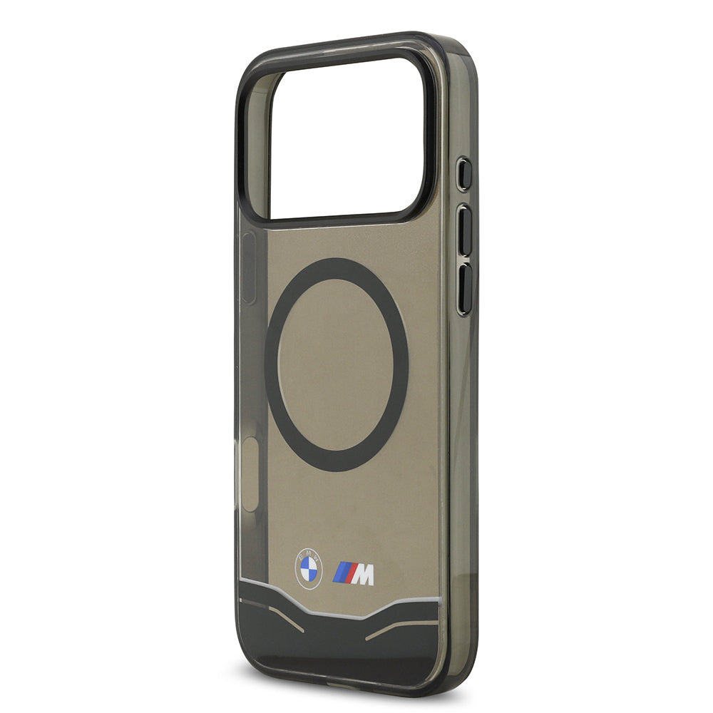 BMW iPhone 17 Pro Max Orjinal Lisanslı M-safe Şarj Özellikli Metal Buton Tasarımlı Tranparan M Dizayn Kılıf