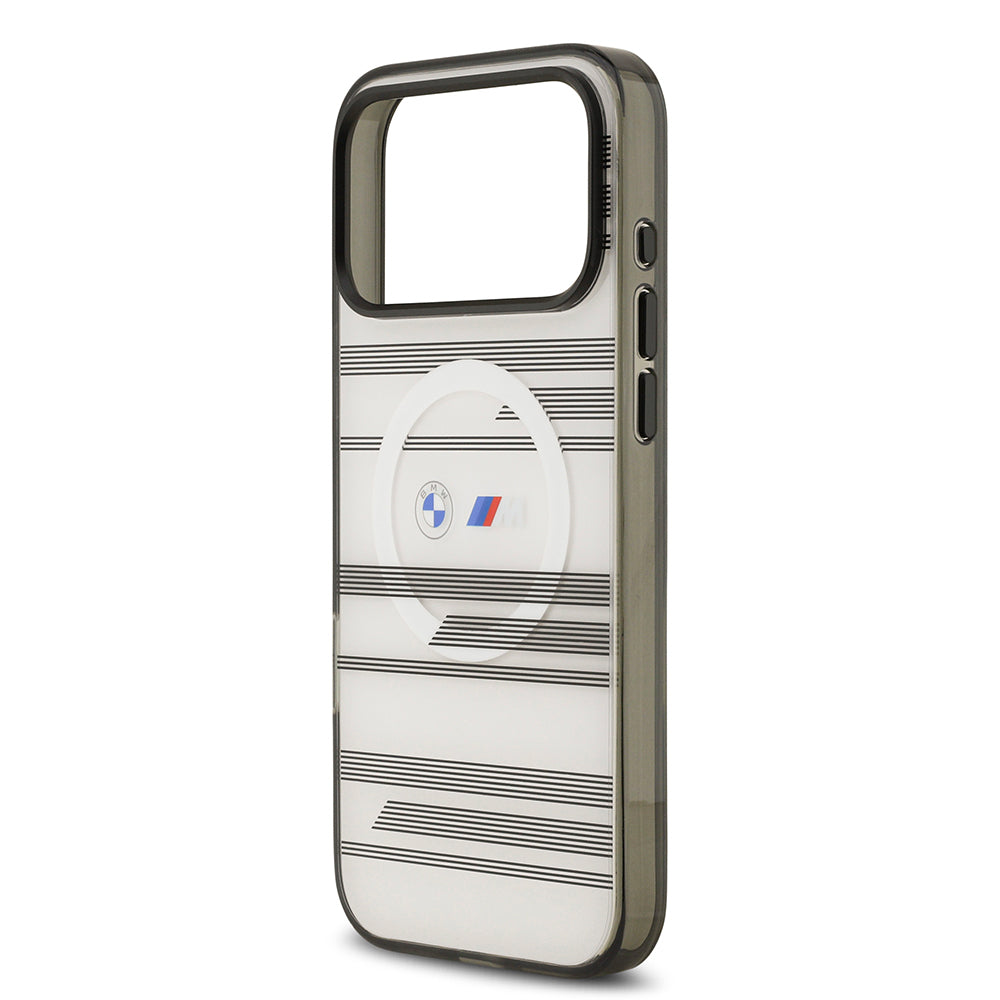 BMW iPhone 17 Pro Max Orjinal Lisanslı M-safe Şarj Özellikli Metal Kamera Butonlu Yatay Şeritli M Dizayn Kılıf