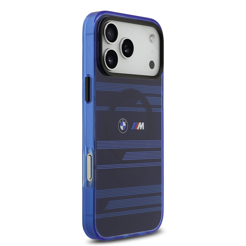 BMW iPhone 17 Pro Max Orjinal Lisanslı M-safe Şarj Özellikli Metal Kamera Butonlu Yatay Şeritli M Dizayn Kılıf