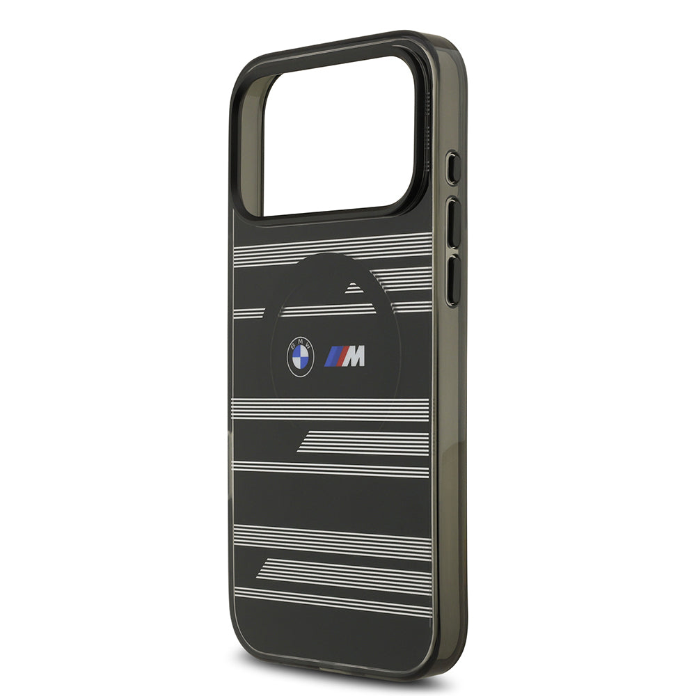 BMW iPhone 17 Pro Max Orjinal Lisanslı M-safe Şarj Özellikli Metal Kamera Butonlu Yatay Şeritli M Dizayn Kılıf