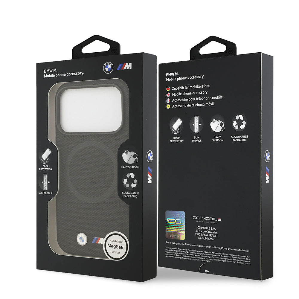 BMW iPhone 17 Pro Max Orjinal Lisanslı M-safe Şarj Özellikli Metal Logolu Delikli M Dizayn Deri Kılıf