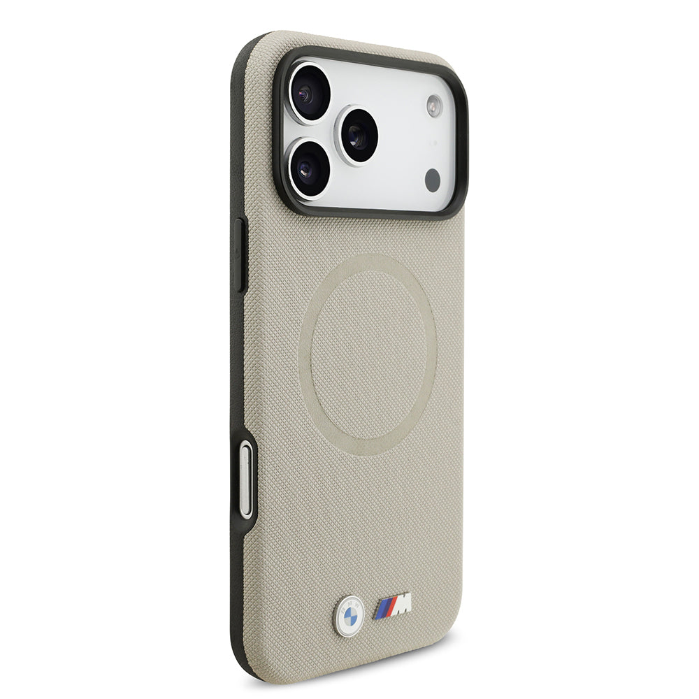 BMW iPhone 17 Pro Max Orjinal Lisanslı M-safe Şarj Özellikli Metal Logolu Delikli M Dizayn Deri Kılıf